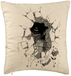 Perna Decorativa cu Attack on Titan 40x40 cm Bej Husa Detasabila Burduf 