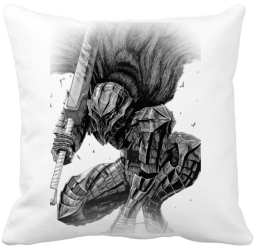 Perna Decorativa cu Berserk 40x40 cm Alba Mata Husa Detasabila Burduf 