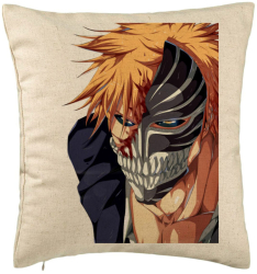 Perna Decorativa cu Bleach Hollow Ichigo 40x40 cm Bej Husa Detasabila Burduf 