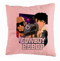 Perna Decorativa cu Cowboy Bebop 3 40x40 cm Roz Husa Detasabila Burduf 
