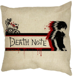 Perna Decorativa cu Death note 3 40x40 cm Husa Detasabila Burduf 
