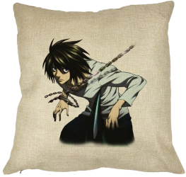 Perna Decorativa cu Death Note L 40x40 cm Husa Detasabila Burduf 