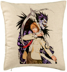 Perna Decorativa cu Deathnote 1 40x40 cm Bej Husa Detasabila Burduf 