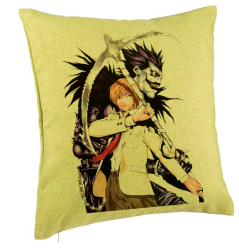 Perna Decorativa cu Deathnote 1 40x40 cm Verde Husa Detasabila Burduf 