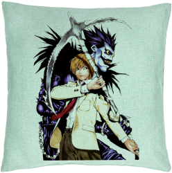 Perna Decorativa cu Deathnote 1 40x40 cm Verde Menta Husa Detasabila Burduf 