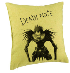 Perna Decorativa cu Deathnote 40x40 cm Verde Husa Detasabila Burduf 