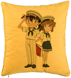Perna Decorativa cu Detective Conan 2 40x40 cm Galben Husa Detasabila Burduf 