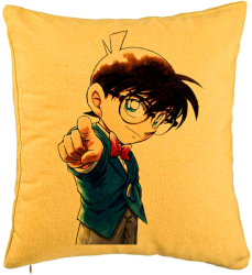 Perna Decorativa cu Detective Conan 40x40 cm Galben Husa Detasabila Burduf 