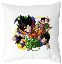 Perna Decorativa cu Dragonball characters 40x40 cm Alba Mata Husa Detasabila Burduf 