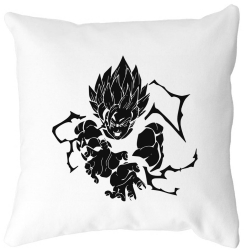 Perna Decorativa cu Dragonball Goku Black 40x40 cm Alba Mata Husa Detasabila Burduf 