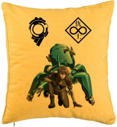 Perna Decorativa cu Ghost in the Shell 40x40 cm Galben Husa Detasabila Burduf 