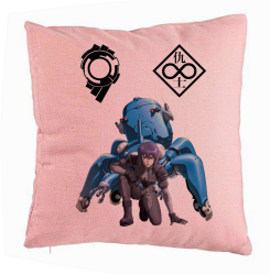 Perna Decorativa cu Ghost in the Shell 40x40 cm Roz Husa Detasabila Burduf 