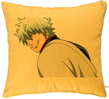Perna Decorativa cu Gintama Gin 40x40 cm Galben Husa Detasabila Burduf 