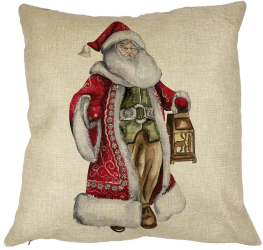 Perna Decorativa cu Mos Craciun 1 40x40 cm Husa Detasabila Burduf 