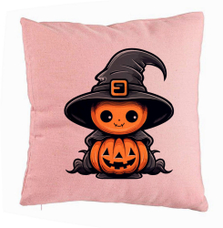 Perna Decorativa cu motiv de Halloween 1 40x40 cm Roz Husa Detasabila Burduf 