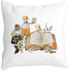 Perna Decorativa cu motiv de Halloween 11 40x40 cm Alba Mata Husa Detasabila Burduf 