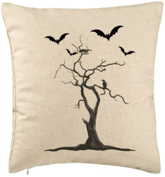 Perna Decorativa cu motiv de Halloween 3 40x40 cm Bej Husa Detasabila Burduf 
