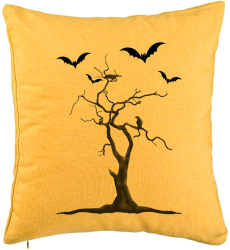 Perna Decorativa cu motiv de Halloween 3 40x40 cm Galben Husa Detasabila Burduf 