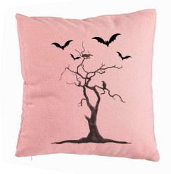 Perna Decorativa cu motiv de Halloween 3 40x40 cm Roz Husa Detasabila Burduf 