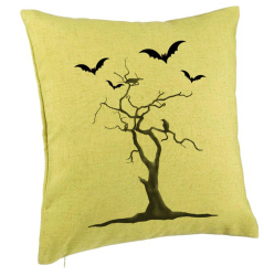 Perna Decorativa cu motiv de Halloween 3 40x40 cm Verde Husa Detasabila Burduf 