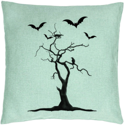 Perna Decorativa cu motiv de Halloween 3 40x40 cm Verde Menta Husa Detasabila Burduf 