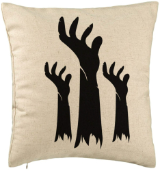 Perna Decorativa cu motiv de Halloween 5 40x40 cm Bej Husa Detasabila Burduf 