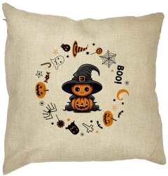 Perna Decorativa cu motiv de Halloween 7 40x40 cm Husa Detasabila Burduf 