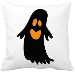 Perna Decorativa cu motiv Fantoma de Halloween 2 40x40 cm Alba Mata Husa Detasabila Burduf 