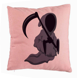 Perna Decorativa cu motiv Fantoma de Halloween 3 40x40 cm Roz Husa Detasabila Burduf 