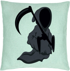 Perna Decorativa cu motiv Fantoma de Halloween 3 40x40 cm Verde Menta Husa Detasabila Burduf 