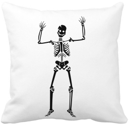 Perna Decorativa cu motiv Sechelet de Halloween 1 40x40 cm Alba Mata Husa Detasabila Burduf 