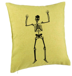 Perna Decorativa cu motiv Sechelet de Halloween 1 40x40 cm Verde Husa Detasabila Burduf 