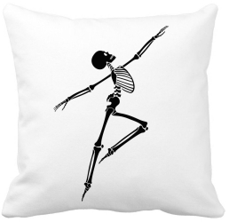 Perna Decorativa cu motiv Sechelet de Halloween 3 40x40 cm Alba Mata Husa Detasabila Burduf 