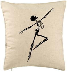 Perna Decorativa cu motiv Sechelet de Halloween 3 40x40 cm Bej Husa Detasabila Burduf 