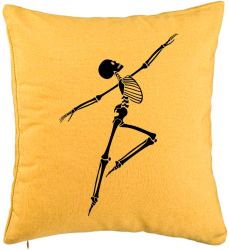 Perna Decorativa cu motiv Sechelet de Halloween 3 40x40 cm Galben Husa Detasabila Burduf 