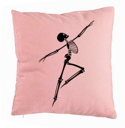 Perna Decorativa cu motiv Sechelet de Halloween 3 40x40 cm Roz Husa Detasabila Burduf 