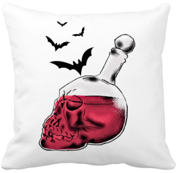 Perna Decorativa cu motiv Sticla Craniu de Halloween 1 40x40 cm Alba Mata Husa Detasabila Burduf 