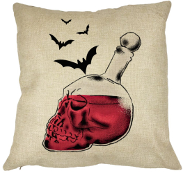 Perna Decorativa cu motiv Sticla Craniu de Halloween 1 40x40 cm Husa Detasabila Burduf 