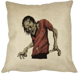 Perna Decorativa cu motiv Zombie de Halloween 1 40x40 cm Husa Detasabila Burduf 