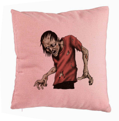 Perna Decorativa cu motiv Zombie de Halloween 1 40x40 cm Roz Husa Detasabila Burduf 