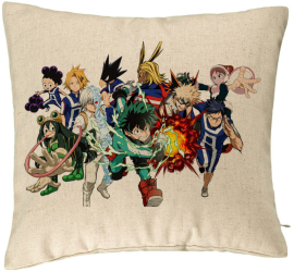 Perna Decorativa cu My Hero Academia Characters 40x40 cm Bej Husa Detasabila Burduf 