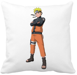Perna Decorativa cu Naruto 40x40 cm Alba Mata Husa Detasabila Burduf 