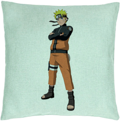 Perna Decorativa cu Naruto 40x40 cm Verde Menta Husa Detasabila Burduf 