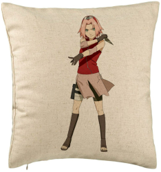 Perna Decorativa cu Naruto Sakura 40x40 cm Bej Husa Detasabila Burduf