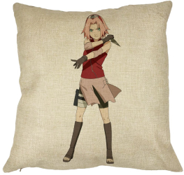 Perna Decorativa cu Naruto Sakura 40x40 cm Husa Detasabila Burduf 