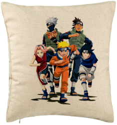 Perna Decorativa cu Naruto team 40x40 cm Bej Husa Detasabila Burduf 