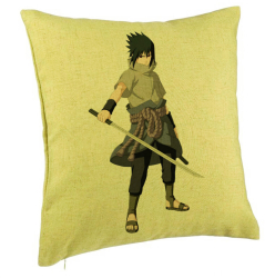Perna Decorativa cu Nsruto Sasuke 40x40 cm Verde Husa Detasabila Burduf 