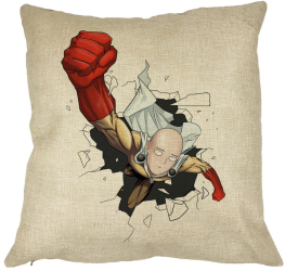 Perna Decorativa cu One Punch man 40x40 cm Husa Detasabila Burduf 