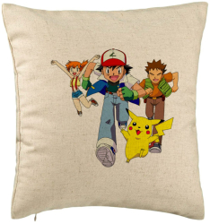 Perna Decorativa cu Pokemon Pikachu 40x40 cm Bej Husa Detasabila Burduf 