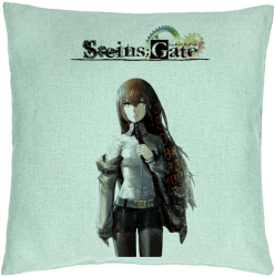 Perna Decorativa cu Steins Gate 40x40 cm Verde Menta Husa Detasabila Burduf 
